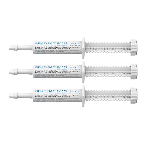 Image of PetAg Bene-Bac Plus Pet Gel - 15 g Syringe, Pack of 3 - FOS & Probiotics for Dogs, Cats, Exotic & Wildlife Mammals