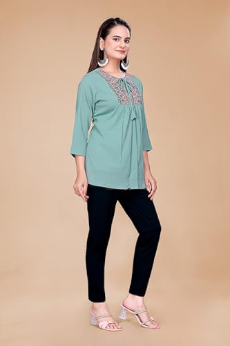 Image of Women's Casual Floral Printed Shirt | Button-Down Collar Three-Quarter Sleeve Top | Stylish Trendy Printed Shirt for Women | Relaxed Fit Cotton Shirts | Western Style Tops