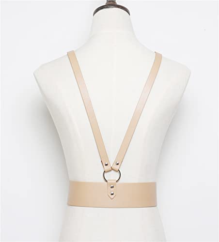 Women's Punk Body Waist Belt with Strap Faux Leather Steampunk Underbust Corset4