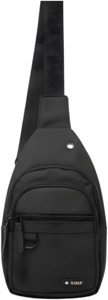Bolsa Mochila Transversal Unissex Preta com Alça de Ombro Ajustável, Design Ergonômico e Multifuncional, 30x18cm