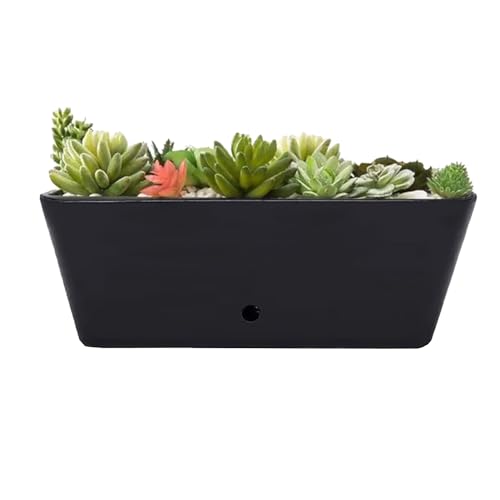 16 Inch Self-Watering Bamboo Planter (Black) - Rectangular - Bamb...