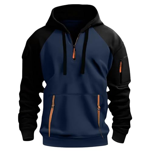 Quarter Zip Pullover Hoodie Mens Fashion Tactical Hooded Sweatshirt with Pockets, Outdoor Casual Workout Wear2