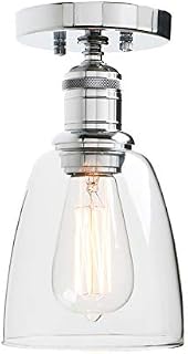 Yosoan Lighting Loft Bar Ceiling Pendant Light Fitting for Kitchen Island Living Room Bedroom Dining Room Bathroom, Clear Glass Shade (Chrome)