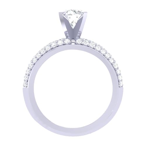 Image of Clara 925 Silver Round Solitaire Ring Gift for Women Swiss Zirconia