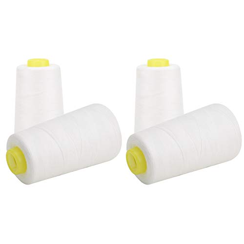 Hilo de Costura de Poliéster Leftwei 4PCS, 3000 Yardas, Blanco, Fuerte y Duradero, Multifuncional para Tela miniatura 5