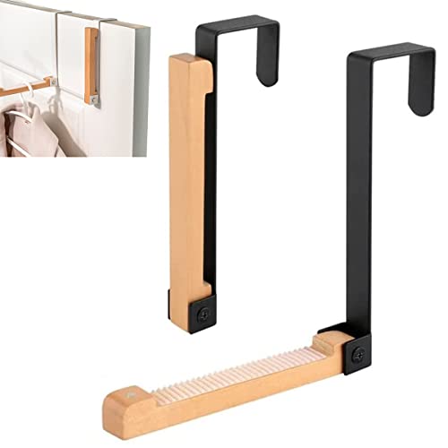 ドアのホック、木のコート ホック、折るドアのホック、タオル、衣類を掛けるためのドアの衣服のハンガーのホック上の折る木は (1PCS Black)