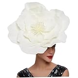 Meyrwoy Fascinators Hats for Women Vintage Fashion Beige Flower Hat 8.66 in Dia Women's Fascinators Headwears for Tea Party Wedding Party