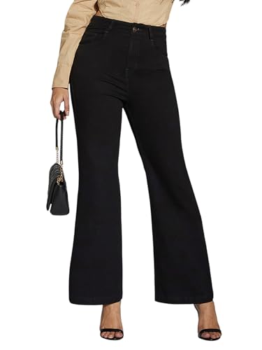 Image of Miss Chase Women's Wide-Leg High-Rise Regular-Length Stretchable Shaping Denim Jeans
