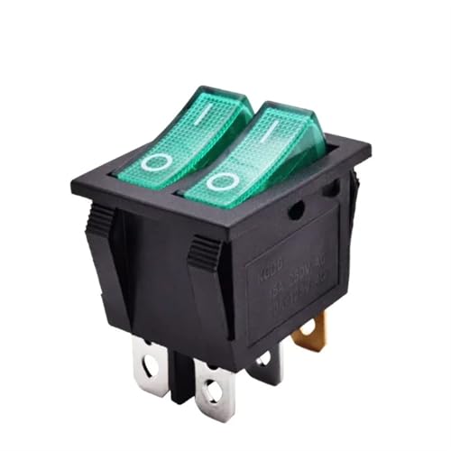 Interruptor KCD6 basculante verde de 220V y 6 pines para barcos