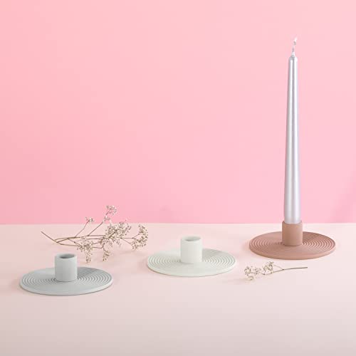 AmeliaHome Morab Ceramic Candle Holder 12 x 3.5 cm Grey, Morab Grey, 12x3,5 cm - Image 4