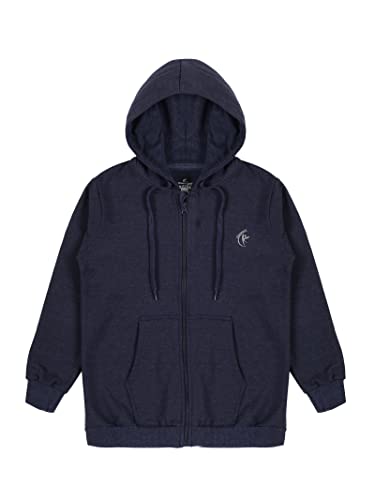 Image of KiddoPanti Boys Solid Cotton Full Sleeve Zip-Up Front Open Hooded Sweatshirt