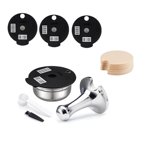 Cápsulas de café reutilizables para Bosch Tas Simo, filtros de café Tas-simo de acero inoxidable, cápsulas de café reutilizables Tas Simo de 60 ml, tapa extra de 180 + 200 + 220 ml, tapa de silicona