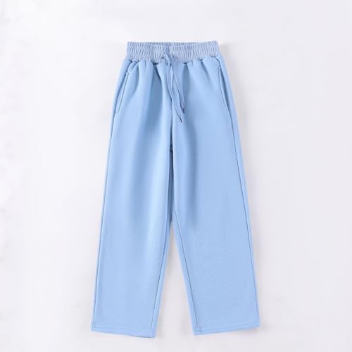 Girls Wide Leg Sweatpants Kids Boys Straight Leg Sweat Pants Joggers Fall Athletic School Uniform with Pockets 5-16y4