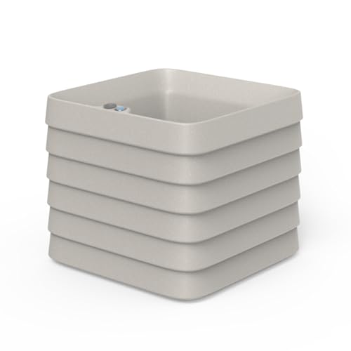 Crescent Garden Slat Medium Rectangular Planter Box for All-Weather - Self-Watering Outdoor Deck Box Planter for Flowers and Herbs (Parchment, 22