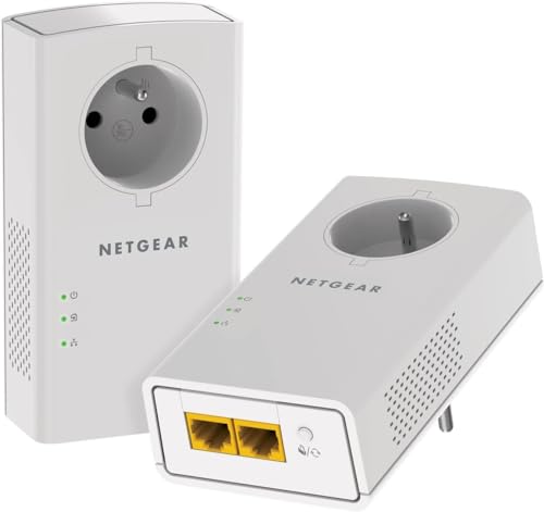 NETGEAR PLP2000-100FRS, CPL 2000 Mbps avec 2 Ports Ethernet, Prise CPL Fibre idéal pour avoir internet partout dans la maison et profiter du service Multi-TV, compatible avec toutes les box internet
