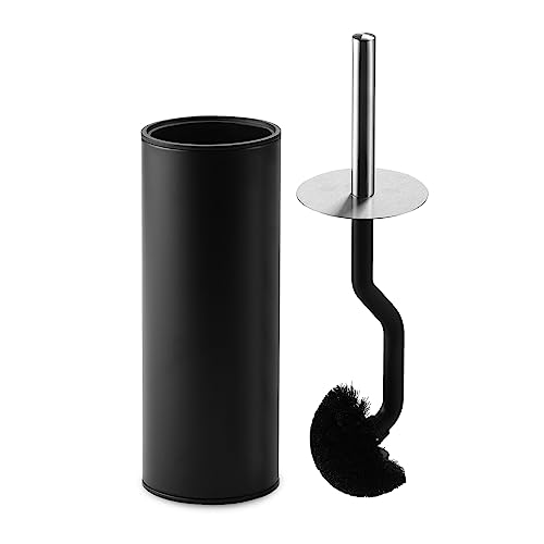 MaxDoux Klobürste Schwarz- Toilettenbürste mit Spritzschutz- Kurbel Design WC Bürste für Effizientere Reinigung- WC Bürstengarnitur für Badezimmer und Toiletten