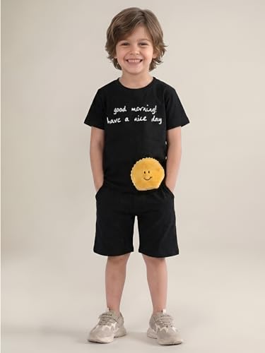 Image of POLKA TOTS 100% Pure Cotton T-Shirt and Shorts Combo For Boys | Summer Dress & Beach Wear for Boys and Toddlers | Breathable Premium Fabric Co-Ord Set Kids | Relaxed Fit Casual Summer Outfit for Kids