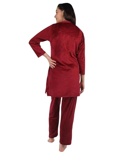 Image of Duchess Women's Supersoft Velvet Printed Nightsuit for Winter wear
