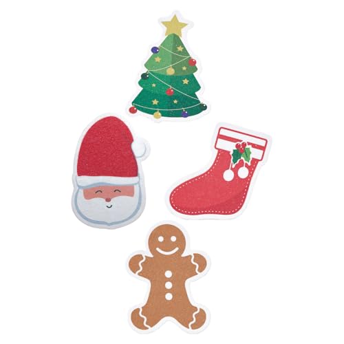 BESTYASH 4 Piezas Esponjas de Navidad para Lavar Platos Esponjas de Pulpa de Madera Absorbentes de Aceite Reutilizables y Antirayaduras para Limpieza Profunda Cocina Festiva