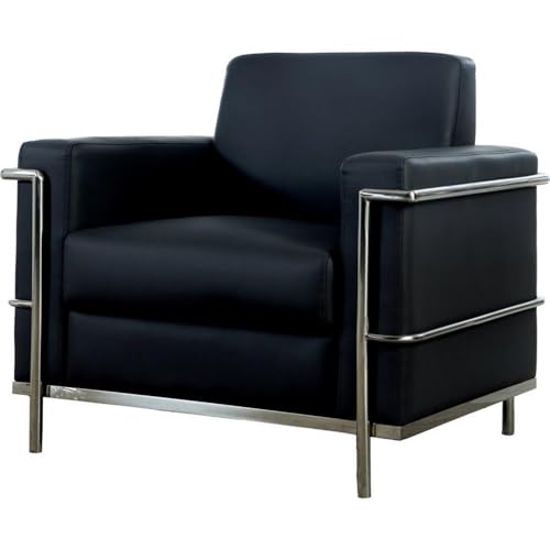 Sillón Plegable Negro Tela Imitación Piel