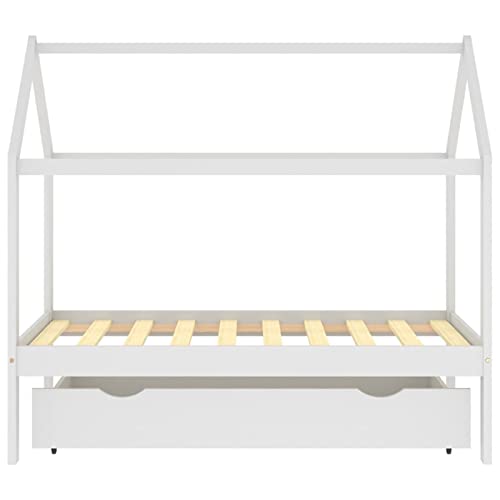 LAPOOH Estructura de Cama Infantil cajón, Somier, Base Cama, Marco De Cama, Cama Mueble, Cama Completa, Camas Juveniles, Madera Pino Blanco 80x160 cm - imagen 4