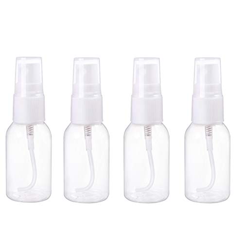 Yoodelife 30ML Portable Refillable Plastic Fine Mist Perfume Transparent Empty Spray Sprayer Bottle Cosmetic Mini Spray Bottles Transparent Travel Small Bottles, 4 Pcs