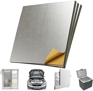 Aislamiento termico y acústico autoadhesivoI Para TODO TIPO de USOSI vehículos,ventanas,radiadores,pared,techoI Evita ruido, frio, calor, vibración I Hecho de AluminioI10mm de Grosor I100cmX50cm (3)