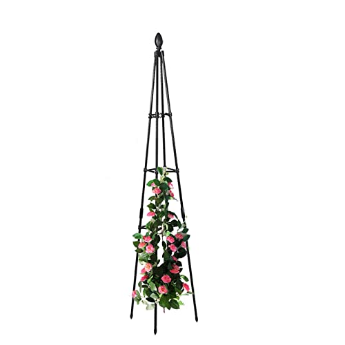 Enrejado de metal para plantas trepadoras en maceta, torre de soporte alta a prueba de óxido para uso en interiores y exteriores, ideal para vides, flores y verduras