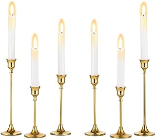 Inweder Gold Candle Holders for Candlesticks - Set of 3 Taper Candle Holders Metal Candlestick Holders for Table Decoration Candle Stick Stands Wedding Party Home Decor Fits 2cm Diameter Candles