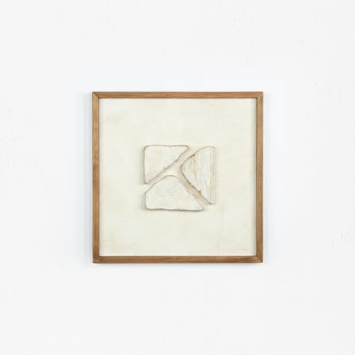 Vaukura Cuadro Decorativo Thabit en Relieve 52x52 cm – Diseño Artesanal en Madera de Pino Reciclado – Estilo Rústico Natural con Formas Geométricas – Cuadro para Salón y Dormitorio