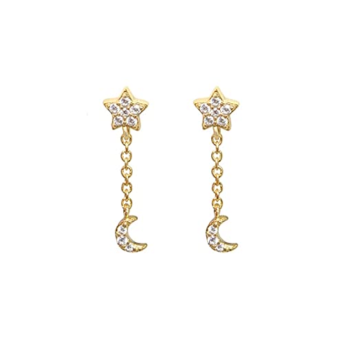 Bijoux d'oreilles exquis en argent sterling 925 LZRHJN lune étoile finition brillante