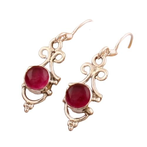 Boucles d'oreilles rubis rose argent 925 légères anti-irritation