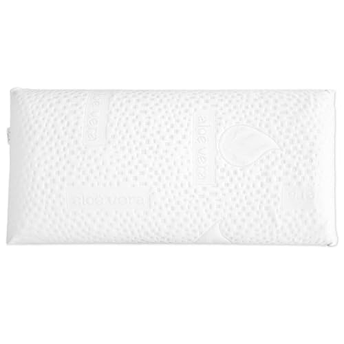 HIPERMANTA Almohada Viscolástica 135 cm. Almohadas Viscoelasticas 135 cm. Compacta con Cremallera. Firmeza Media. Almohada 135cm. Transpirable. Funda Lavable. Modelo Aloe Vera