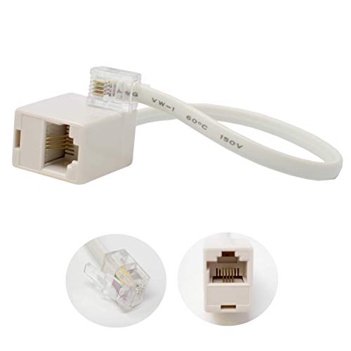 I-CHOOSE LIMITED Adaptateur De Ligne RJ11 Mâle à Femelle RJ45 / 4 Fils/Câble à Internet Haut Débit par Ligne Fixe ADSL/Homme à Femme/Blanc
