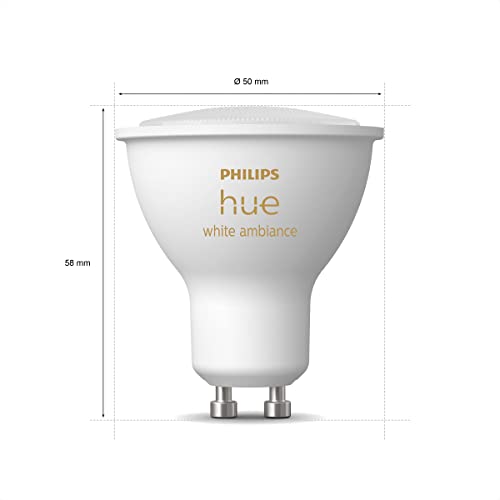 Philips Hue Starterpaket - GU10 - mit 6 Spots - Warmes bis kühles weißes Licht - Inkl. 1 Brücke - Hue White Ambiance - 3