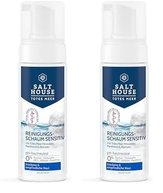 Salthouse Totes Meer Therapie Reinigungsschaum Sensitiv, sanft reinigend, mit Panthenol und Allantoin für empfindliche Gesichtshaut,150ml (Packung mit 2)