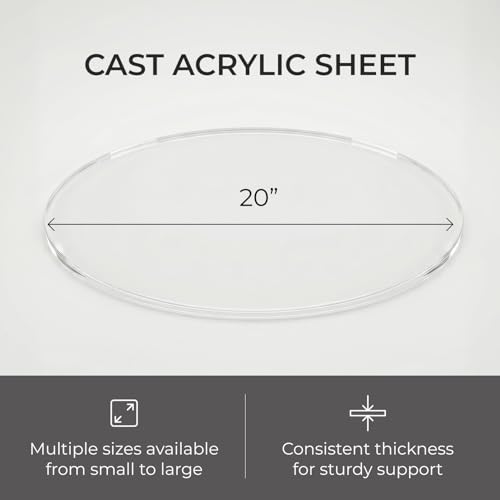 Image of Clear Plexiglass Sheet Round 20 Inch Diameter 1 /4 Inch Thick Acrylic Cake Board Display Stand Flame-Polished Tabletop Protector for Crafts Coasters by Fab Glass and Mirror
