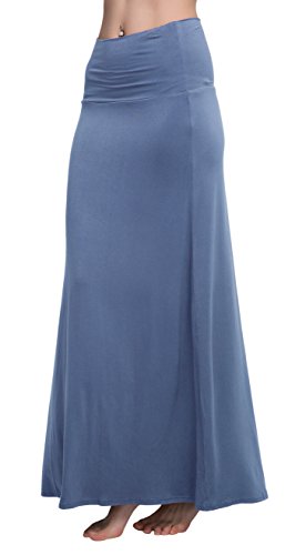 Image of Urban CoCo Women's Stylish Spandex Comfy Fold-Over Flare Long Maxi Skirt