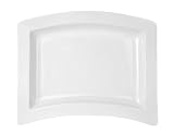 Van Well Porzellan-Servierplatte 42 x 32 cm I längliche Teller aus edlem Designerporzellan I Servierteller in klassischem Weiß I mikrowellen- & spülmaschinengeeignet I Steingut-Platte