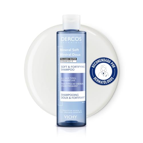 Vichy Champú de Uso Frecuente, Limpieza Suave y Efectiva, Cabello Más Sano, Fuerte y Brillante, Fórmula Hipoalergénica, Minéral, Dercos Technique, 200ml