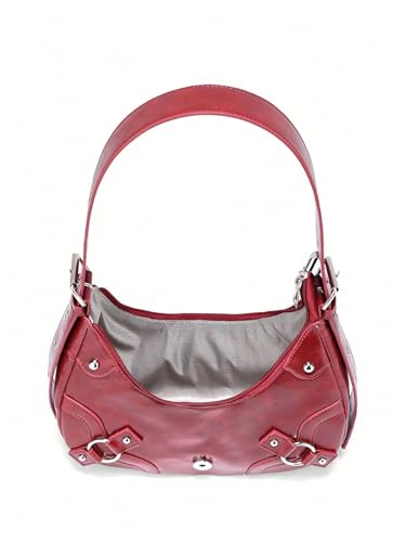 Verdusa Women's Y2k Purse Goth Handbag Studded PU Leather Clutch Handbag Boho Shoulder Bags4