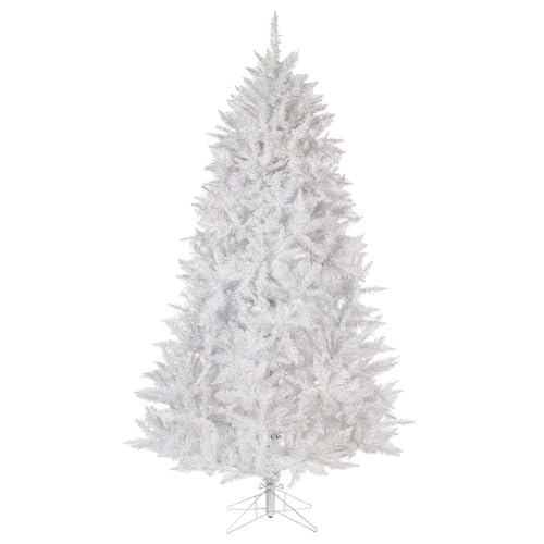 Vickerman 7.5' Sparkle White Spruce Artificial Christmas Tree, Unlit - Faux Spruce Christmas Tree - Seasonal Indoor Home Decor - White Holiday Fake Tree