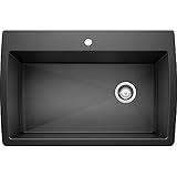 BLANCO, Anthracite 441094 DIAMOND SILGRANIT Super Single Drop-In or Undermount Kitchen Sink, 33.5" X 22"