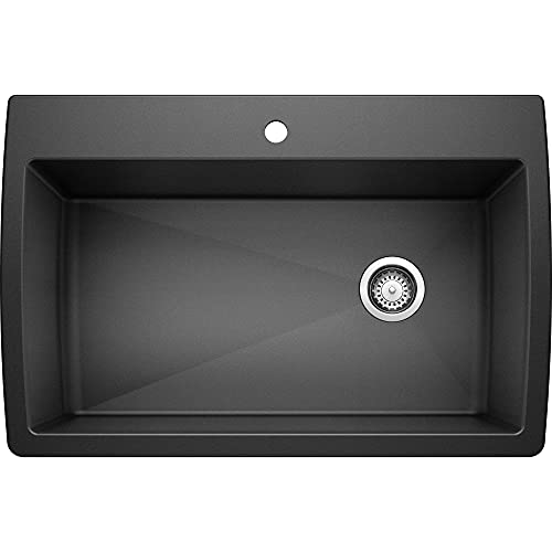 BLANCO, Anthracite 441094 DIAMOND SILGRANIT Super Single Drop-In or Undermount Kitchen Sink, 33.5' X...