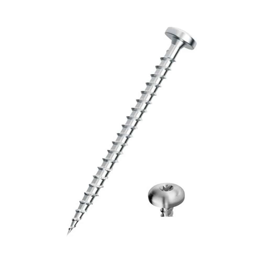 100 Vis à Bois Tête Hexagonale Tirefond 8 x 60 mm - DIN 571 - NFE25-607 - UNI 704 - Inox A4 - D-Work