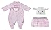 Produktbild Zapf Creation 703229 Baby Annabell Deluxe Glitzer Puppenstrampler mit glitzernden Pailetten und witzigen Öhrchen und Stufenrock, Puppenkleidung 43 cm, 2-teiliges Set