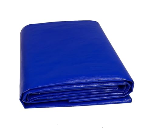 Image of VETAS Waterproof Tarpaulin Sheet, Blue, 120 GSM, Heavy Duty, UV Resistant, Tear-Proof, Reusable with Eyelets for Roof, Camping & Vehicle Use (12 X 9 Ft)