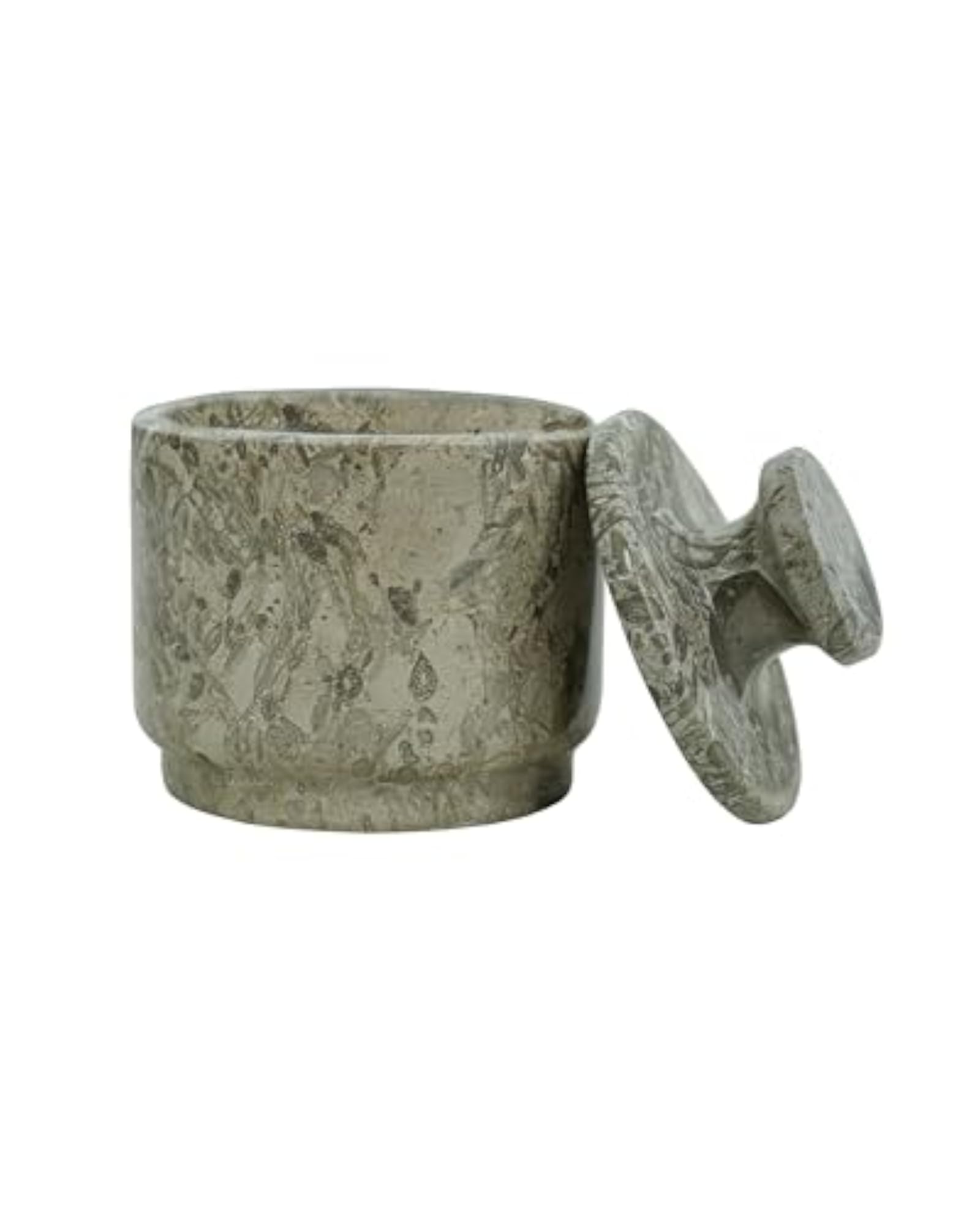 Natural Marble Salt Cellar with Lid, Stone Salt Container