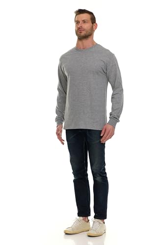 BILLIONHATS Mens Long Sleeve Colorful T-Shirts, 100% Cotton - Crew Neck Bulk Tees for Men, Wholesale Sleeved Tshirt Packs3