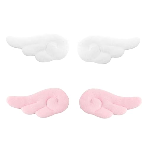 Pinzas de Pelo Angel Wings Fluffy 4 Piezas Rosa y Blanco miniatura 1